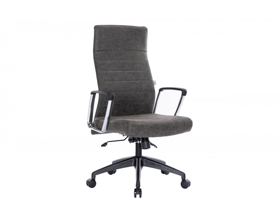 LeisureMod Hilton Modern High-Back Leather Office Chair - Charcoal