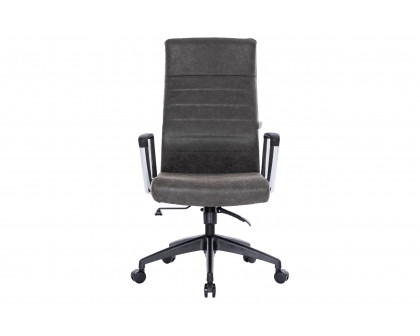 LeisureMod Hilton Modern High-Back Leather Office Chair - Charcoal