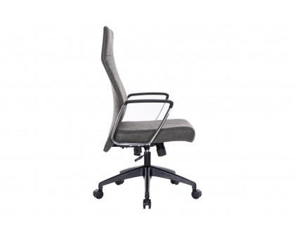 LeisureMod Hilton Modern High-Back Leather Office Chair - Charcoal