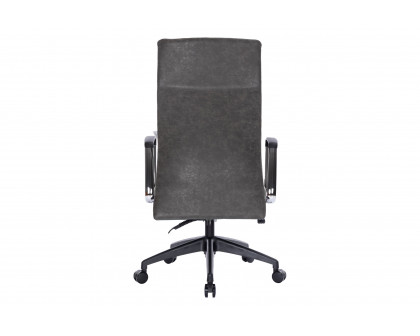 LeisureMod Hilton Modern High-Back Leather Office Chair - Charcoal