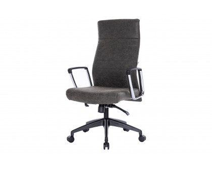 LeisureMod Hilton Modern High-Back Leather Office Chair - Charcoal