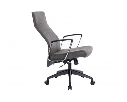 LeisureMod Hilton Modern High-Back Leather Office Chair - Charcoal