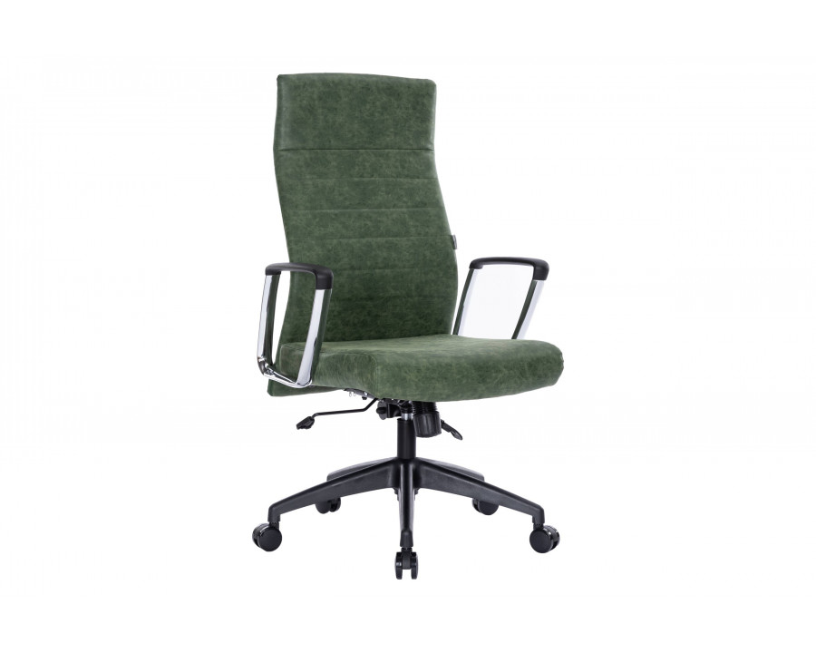 LeisureMod Hilton Modern High-Back Leather Office Chair - Green