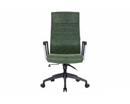 LeisureMod Hilton Modern High-Back Leather Office Chair - Green