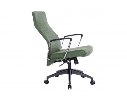 LeisureMod Hilton Modern High-Back Leather Office Chair - Green