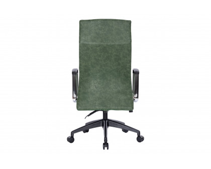 LeisureMod Hilton Modern High-Back Leather Office Chair - Green