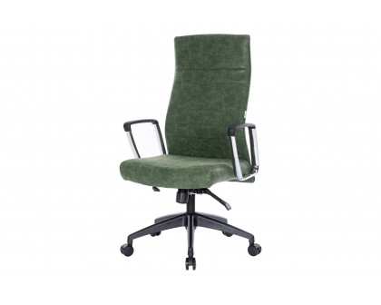 LeisureMod Hilton Modern High-Back Leather Office Chair - Green