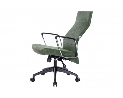 LeisureMod Hilton Modern High-Back Leather Office Chair - Green