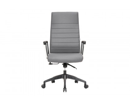 LeisureMod Hilton Modern High-Back Leather Office Chair - Gray