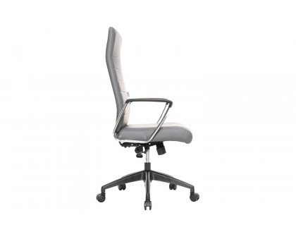 LeisureMod Hilton Modern High-Back Leather Office Chair - Gray