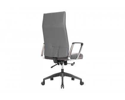 LeisureMod Hilton Modern High-Back Leather Office Chair - Gray