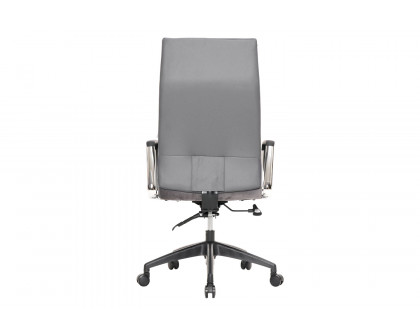 LeisureMod Hilton Modern High-Back Leather Office Chair - Gray