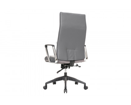 LeisureMod Hilton Modern High-Back Leather Office Chair - Gray