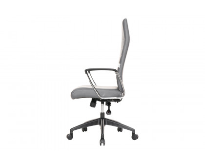 LeisureMod Hilton Modern High-Back Leather Office Chair - Gray