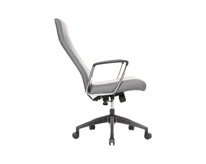 LeisureMod Hilton Modern High-Back Leather Office Chair - Gray