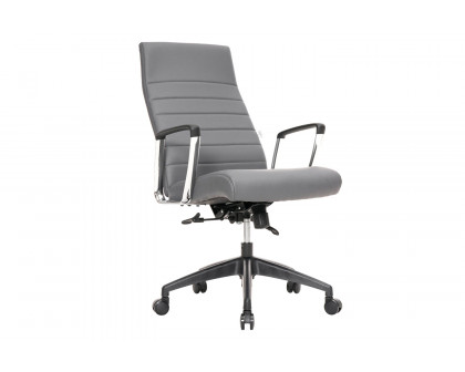 LeisureMod Hilton Modern High-Back Leather Office Chair - Gray