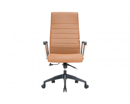 LeisureMod Hilton Modern High-Back Leather Office Chair - Light Brown