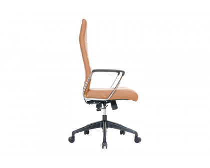 LeisureMod Hilton Modern High-Back Leather Office Chair - Light Brown