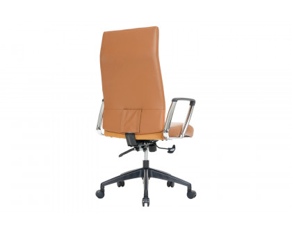 LeisureMod Hilton Modern High-Back Leather Office Chair - Light Brown