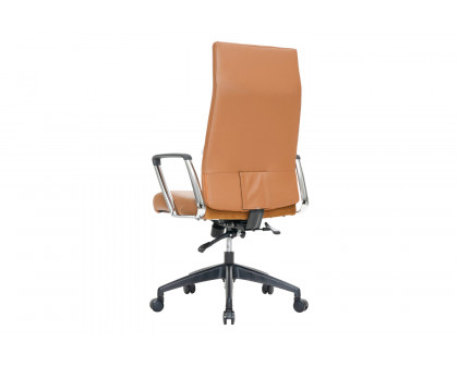 LeisureMod Hilton Modern High-Back Leather Office Chair - Light Brown