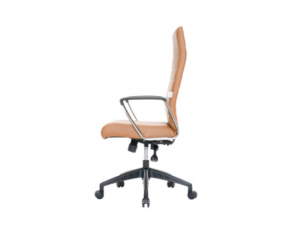 LeisureMod Hilton Modern High-Back Leather Office Chair - Light Brown