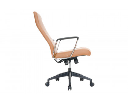 LeisureMod Hilton Modern High-Back Leather Office Chair - Light Brown