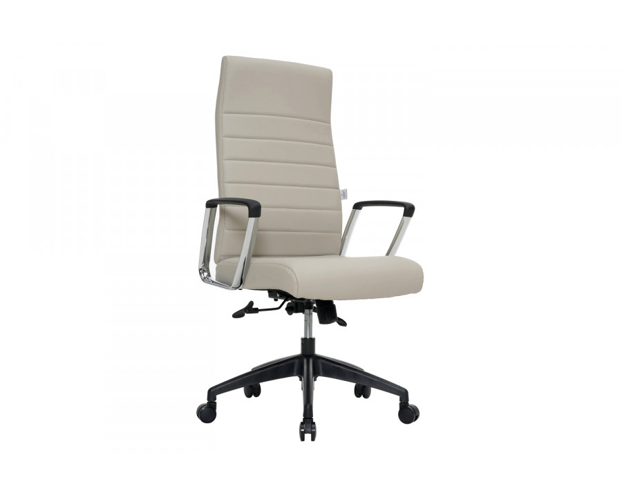 LeisureMod Hilton Modern High-Back Leather Office Chair - Tan