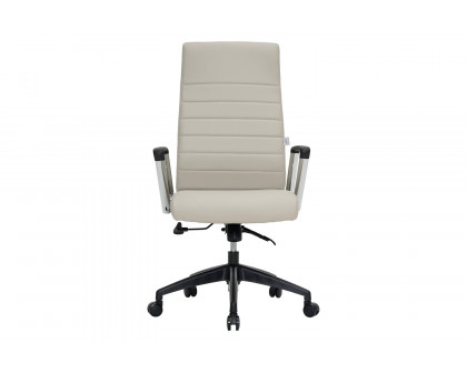 LeisureMod Hilton Modern High-Back Leather Office Chair - Tan