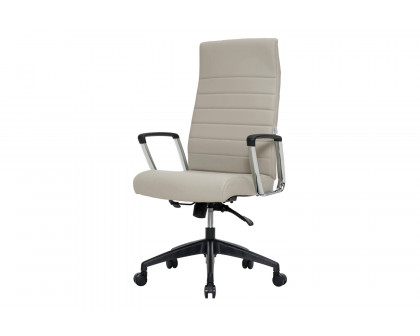 LeisureMod Hilton Modern High-Back Leather Office Chair - Tan