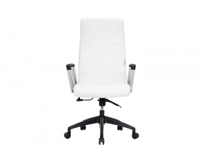 LeisureMod Hilton Modern High-Back Leather Office Chair - White