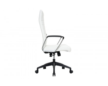 LeisureMod Hilton Modern High-Back Leather Office Chair - White