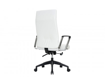 LeisureMod Hilton Modern High-Back Leather Office Chair - White