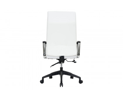 LeisureMod Hilton Modern High-Back Leather Office Chair - White