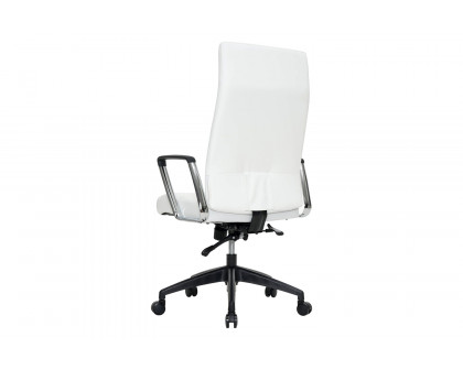 LeisureMod Hilton Modern High-Back Leather Office Chair - White