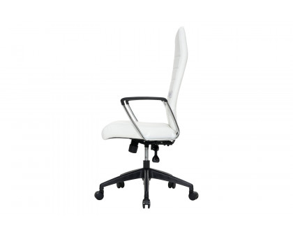 LeisureMod Hilton Modern High-Back Leather Office Chair - White