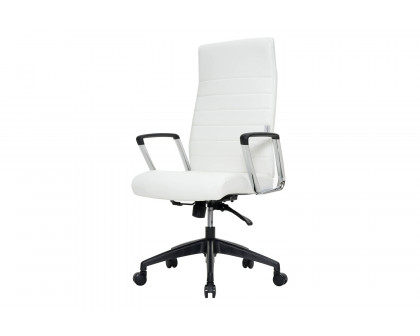 LeisureMod Hilton Modern High-Back Leather Office Chair - White