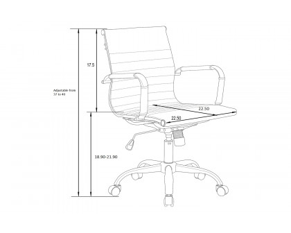 LeisureMod Harris Leatherette Gold Frame Office Chair - Black