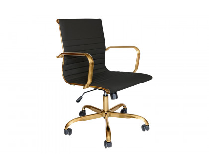 LeisureMod Harris Leatherette Gold Frame Office Chair