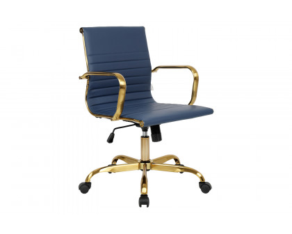 LeisureMod Harris Leatherette Gold Frame Office Chair