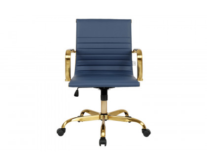 LeisureMod Harris Leatherette Gold Frame Office Chair