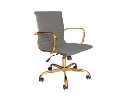 LeisureMod Harris Leatherette Gold Frame Office Chair