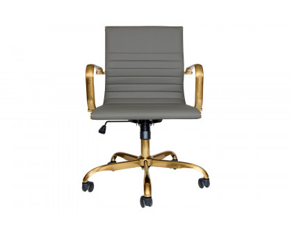 LeisureMod Harris Leatherette Gold Frame Office Chair - Gray