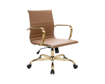 LeisureMod Harris Leatherette Gold Frame Office Chair