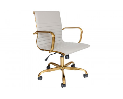 LeisureMod Harris Leatherette Gold Frame Office Chair