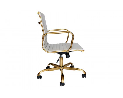 LeisureMod Harris Leatherette Gold Frame Office Chair - Tan