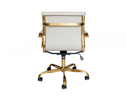 LeisureMod Harris Leatherette Gold Frame Office Chair - Tan