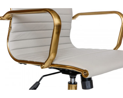 LeisureMod Harris Leatherette Gold Frame Office Chair - Tan