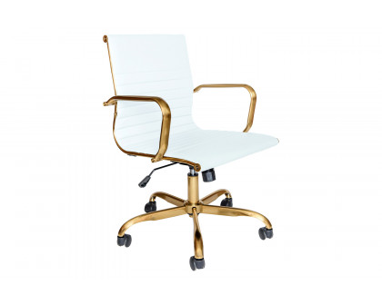 LeisureMod Harris Leatherette Gold Frame Office Chair