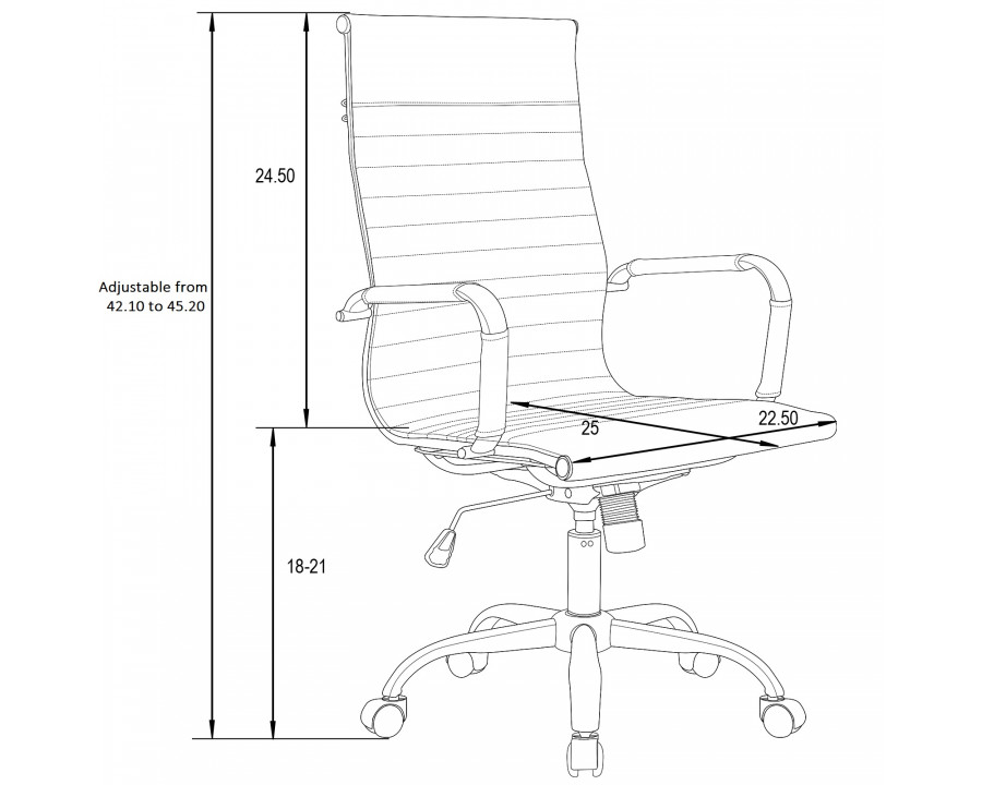 LeisureMod Harris High-Back Office Chair with Swivel - Gray