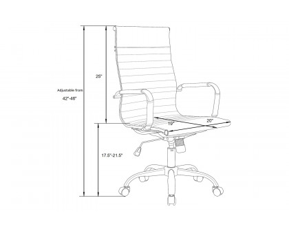 LeisureMod Harris High-Back Leatherette Office Chair with Gold Frame - Navy Blue